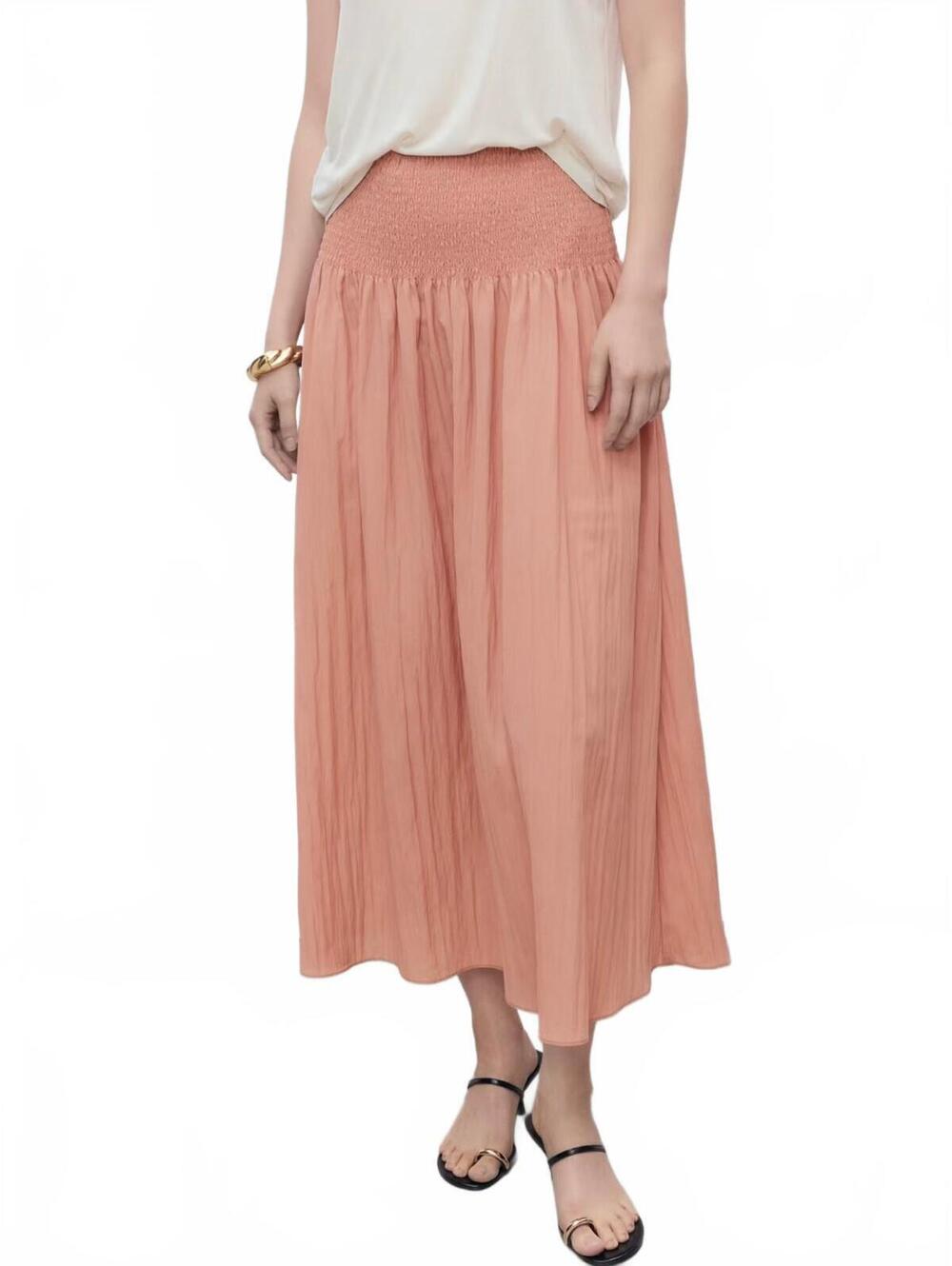 Mango Gathered Midi-Skirt with Panels NWT Pastel Pink Large